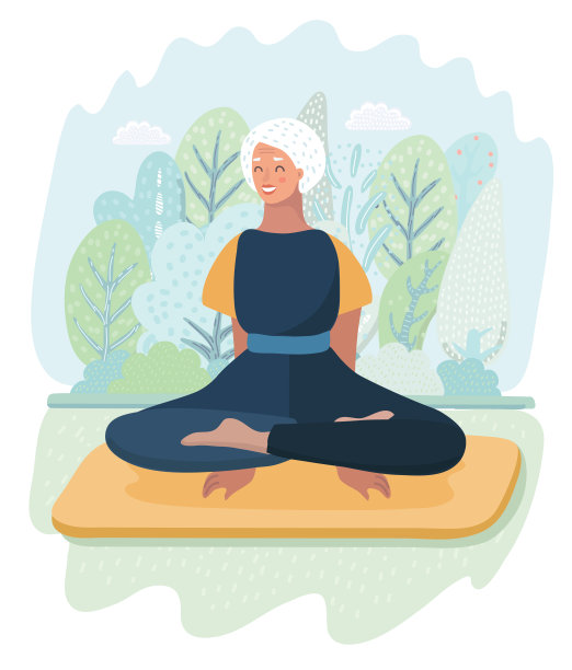 老奶奶在公园里练瑜伽图片下载