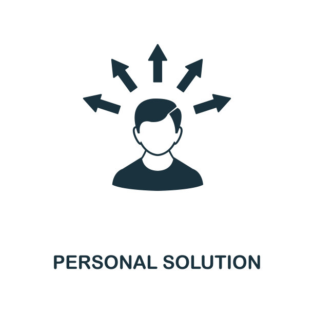 个人解决方案图标。单色风格的图标设计从项目管理图标集合。UI。个人解决方案图标的说明。准备使用在网页设计，应用程序，软件，打印。图片下载