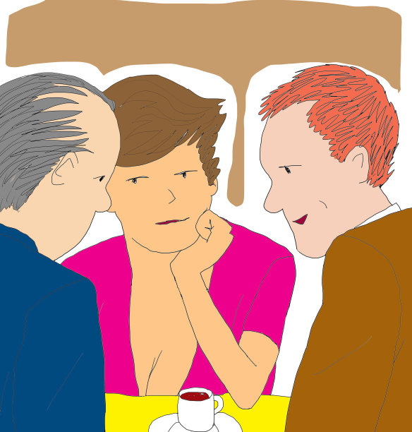 三个人在轻声交谈图片下载
