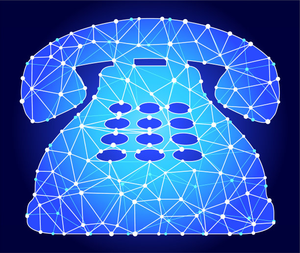 家庭电话蓝三角节点向量模式图片下载