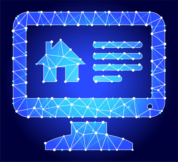 在线房子蓝色三角形节点向量模式图片下载