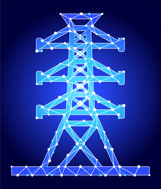 电力线蓝色三角形节点矢量模式图片下载