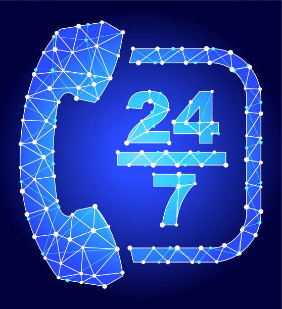 24/7客户服务蓝三角节点向量模式图片下载