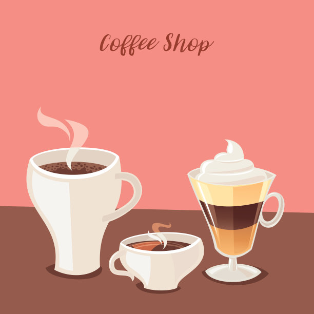 咖啡店。三杯咖啡。图片下载