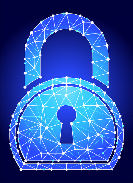 安全锁蓝色三角形节点向量模式图片下载