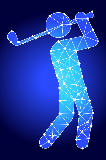 高尔夫球员蓝色三角形节点矢量模式图片下载