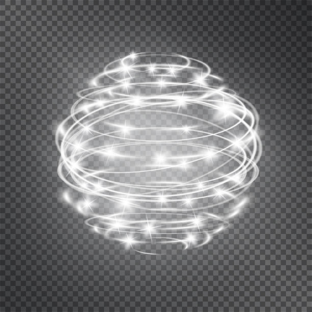 光的效果。矢量发光的圣诞节旋转雪球闪亮的星尘闪耀在透明的背景。闪闪发光的照明领域。冰天雪地暴风雪。闪闪发光的风。图片下载