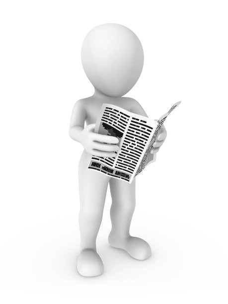 3d渲染白人与报纸，3d渲染插图。图片下载