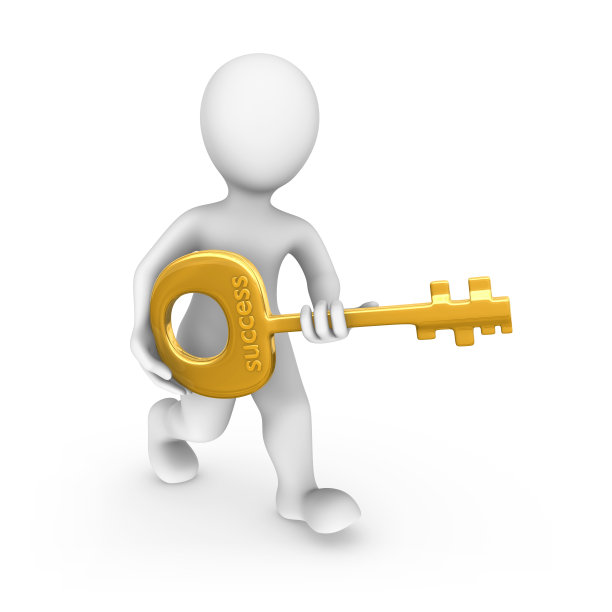 3d渲染白种人与金钥匙。3 d渲染插图。图片下载