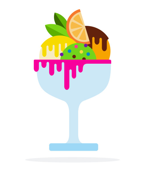 冰淇淋球在一个花瓶与酱矢量平孤立图片下载