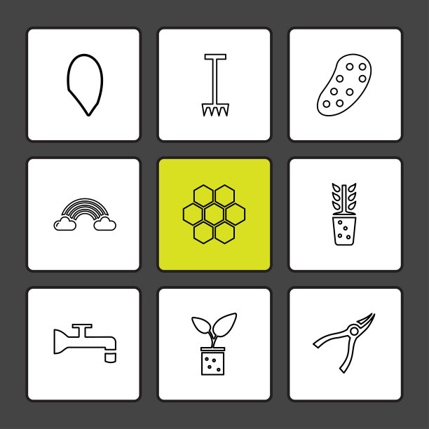 农业，农村，农场，水果，村庄，eps图标设置向量图片下载