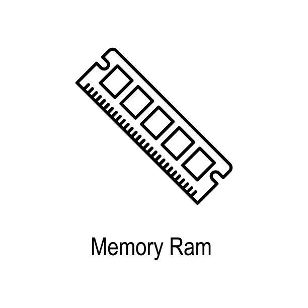 电脑内存RAM图标。用于移动概念和Web应用程序的计算机部件元素。用于网站设计和开发、应用程序开发的细线图标。高级图标图片下载