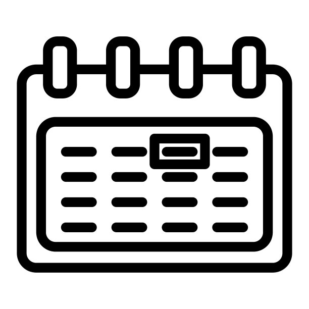 人字拖日历线条图标。日历矢量图，在白色背景上隔离，文具轮廓风格设计，专为网页和App设计。EPS 10图片下载
