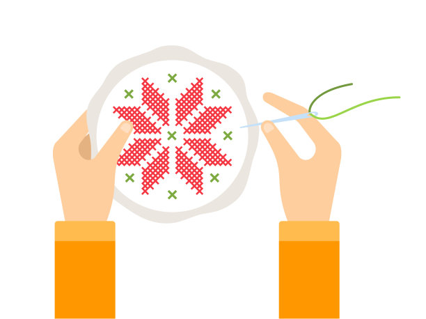 人的双手与刺绣矢量平隔离图片下载