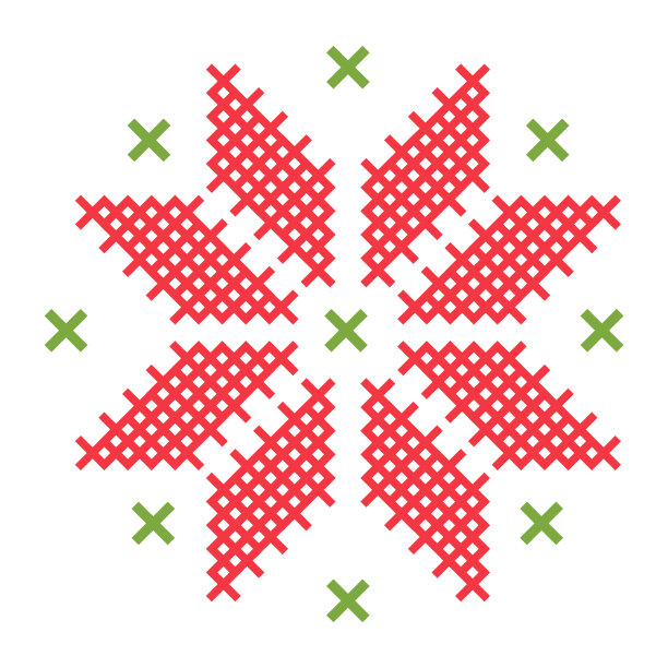 十字绣对白色织物矢量平隔离图片下载