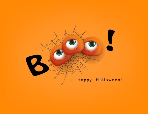 万圣节节日设计Boo与3d有趣的眼睛向量图片下载