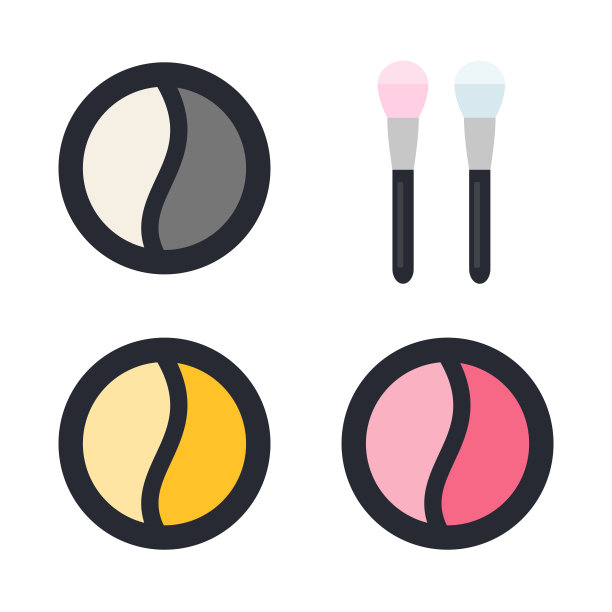 双色眼影与涂布器矢量平面隔离图片下载