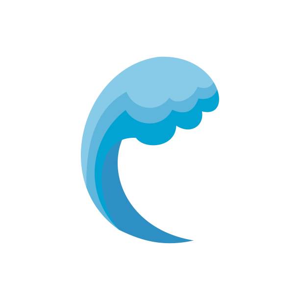海浪水海洋图标，平直风格图片下载