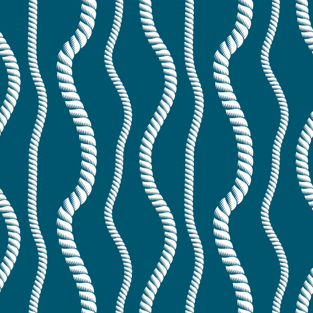 无缝航海绳索模式向量。无尽的海军蓝插图与环线装饰。海军简约简约的海洋绳索无尽设计。可用于织物，墙纸，包装，网和印刷。图片下载