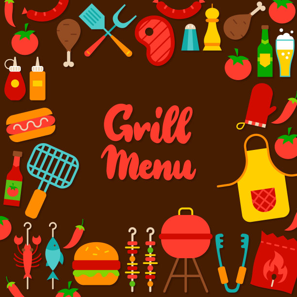 烧烤菜单刻字明信片图片下载