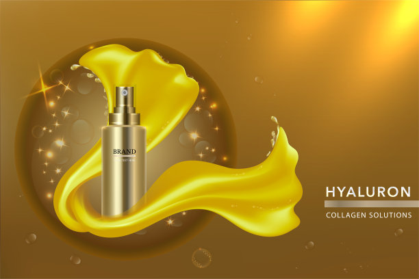 美容产品，黄金化妆品容器与广告背景准备使用，豪华皮肤护理广告。图片下载