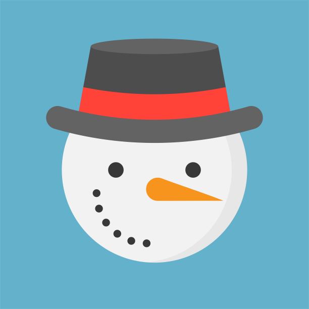 雪人平面图标，圣诞主题设置图片下载