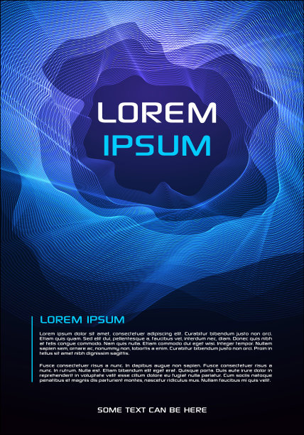 抽象矢量传单，公司业务，年度报告，宣传册设计和封面展示与蓝色波浪。图片下载