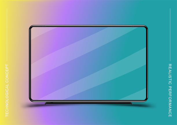 模板逼真的黑色电视显示器上的彩色背景。平面矢量插图EPS 10图片下载