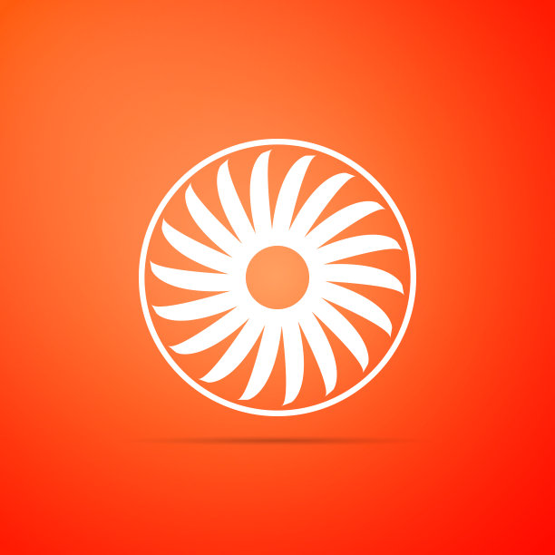 通风器符号图标隔离在橙色背景。通风的迹象。平面设计。矢量图图片下载