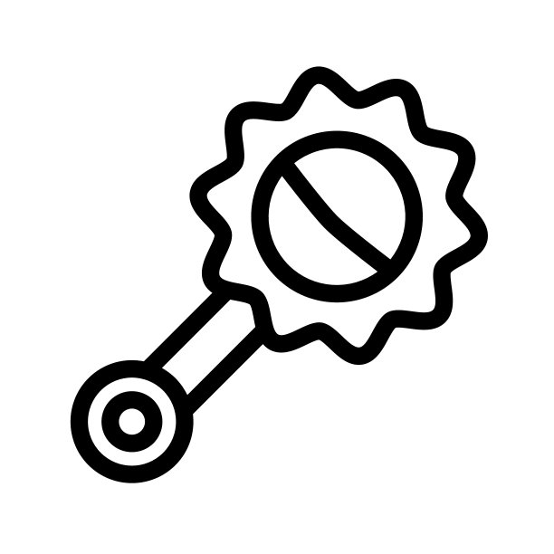 娃娃豆袋线图标。婴儿玩具矢量插图孤立在白色。拨浪鼓轮廓风格设计，专为网页和应用程序设计。Eps 10。图片下载