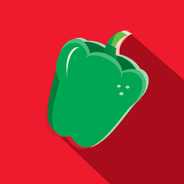 青椒蔬菜平面设计主题图标与阴影图片下载