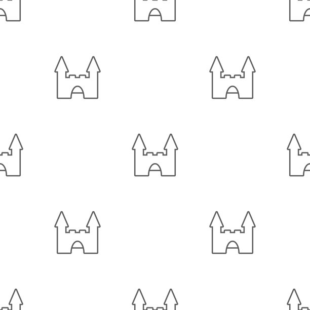 无缝模式与中世纪城堡。带有堡垒的可循环背景。图片下载