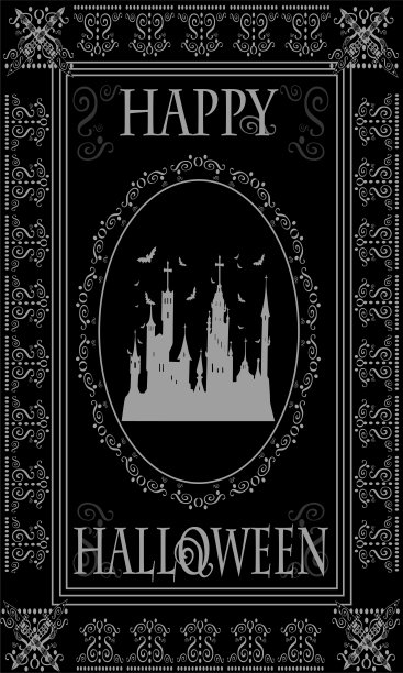 万圣节快乐的背景装饰城堡和蝙蝠图片下载