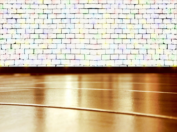 木质橡木地板和白色砖墙背景图片下载