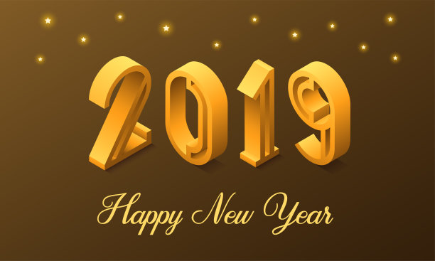 2019年新年的等距风格。向量图片下载