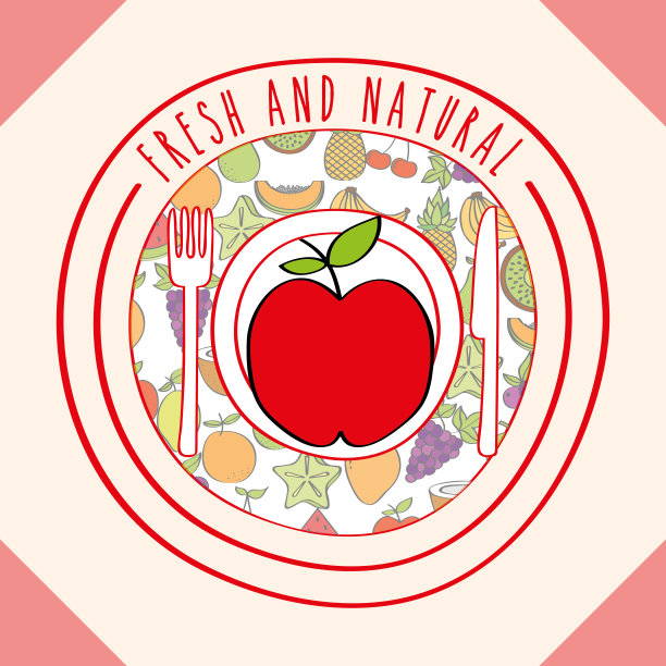 苹果新鲜天然水果食品标签图片下载