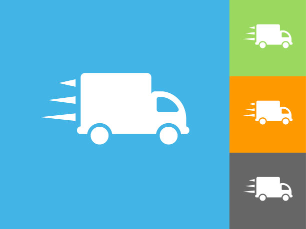 移动卡车平面图标上的蓝色背景图片下载