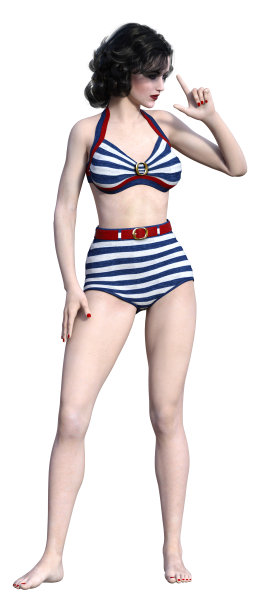 3D插图复古海报女郎在白色图片下载