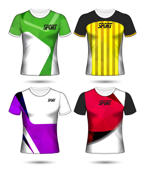 一套足球或足球球衣模板t恤风格，设计你的足球俱乐部矢量插图图片下载
