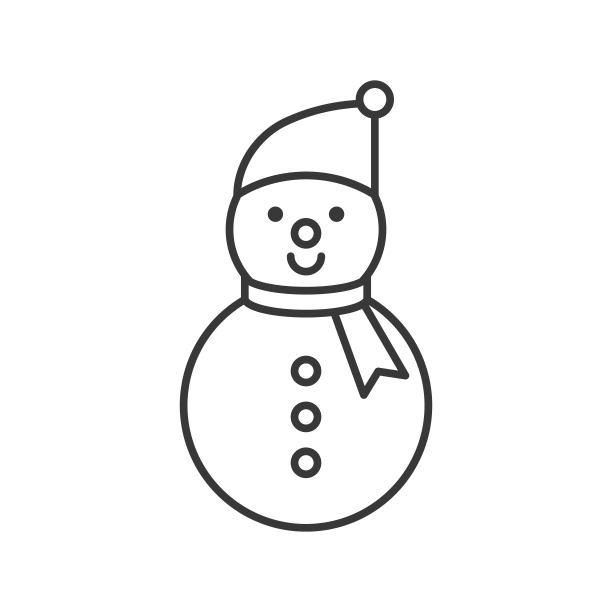 雪人轮廓图标，冬季和圣诞节主题图片下载