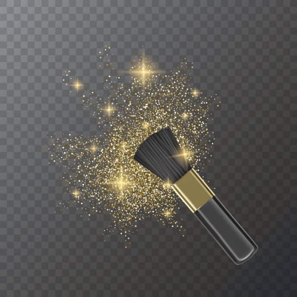 眼影化妆刷和闪光纹理插画（透明背景）图片下载