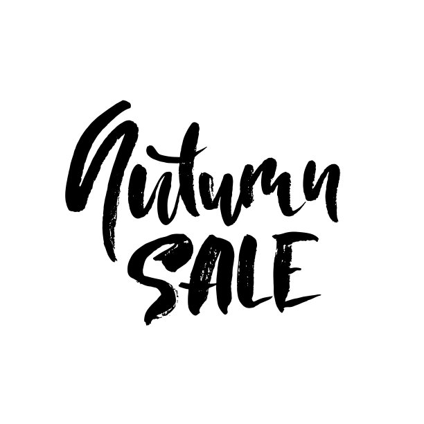 秋天出售手写字母。垃圾干刷题字。排版横幅。手绘书法。矢量插图。图片下载