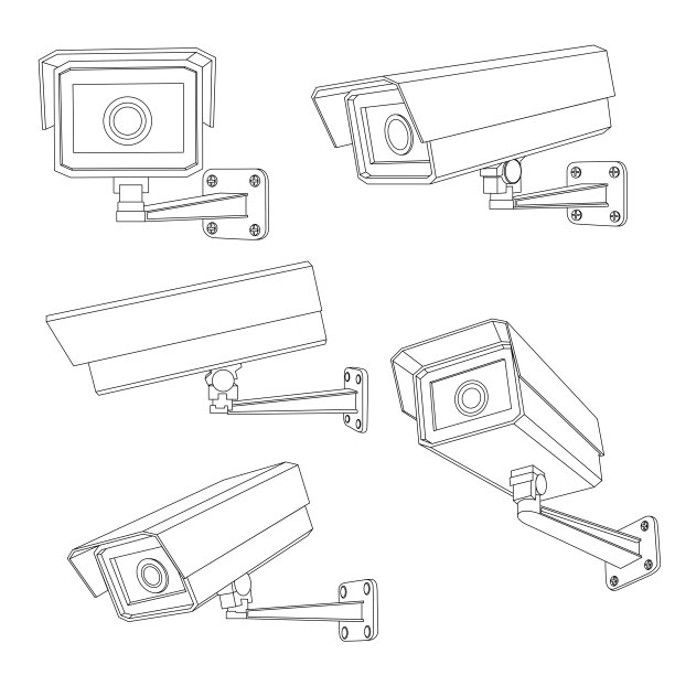 闭路电视监控摄像装置。轮廓矢量图图片下载