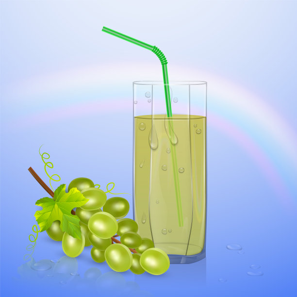 一杯果汁，新鲜葡萄汁，矢量eps 10插图图片下载