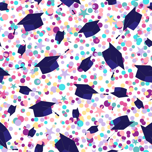 毕业无缝模式。矢量背景为毕业晚会或典礼邀请图片下载