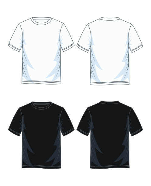 t恤空白，黑白相间。图片下载