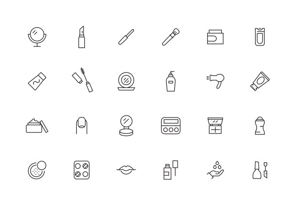 化妆品线图标集图片下载