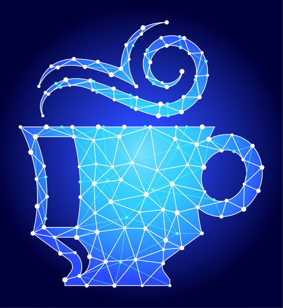 咖啡蓝色三角形节点向量模式图片下载