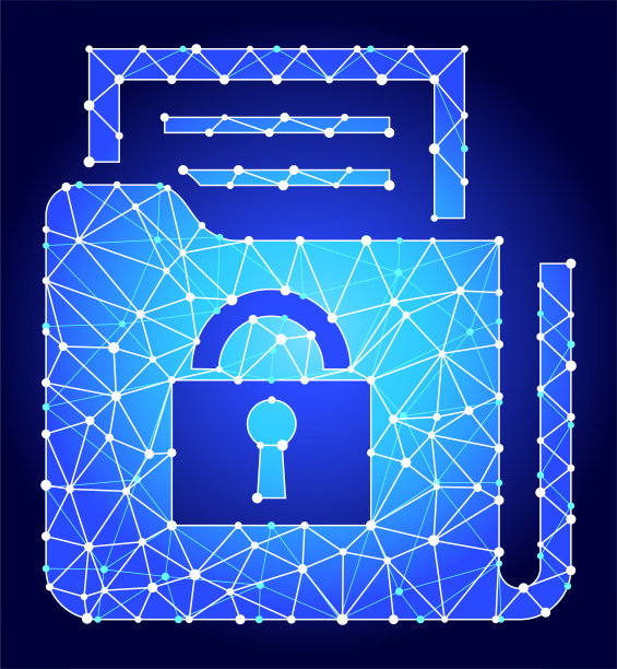 安全文档蓝色三角形节点向量模式图片下载