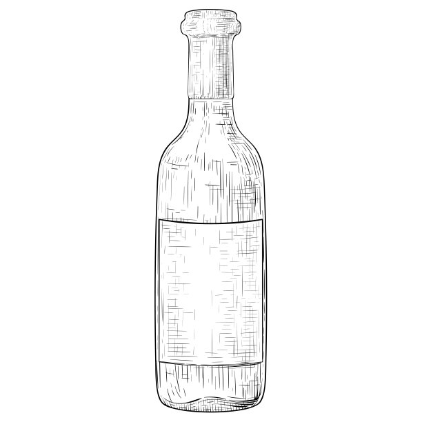 有空白标签的葡萄酒。手绘草图图片下载